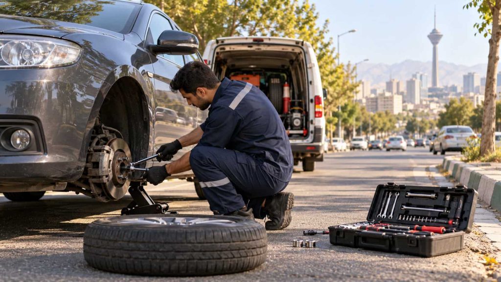 تصویرسازی پنچرگیری سیار تهران در سراسر تهران